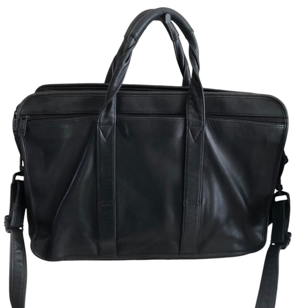 Vintage TUMI 904D3 Black Nappa Leather Laptop Briefcase Messenger Bag Rare - Picture 2 of 12